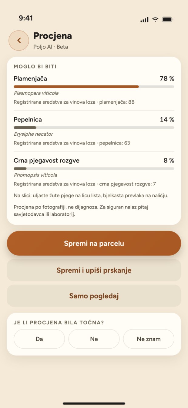 Poljo AI — slikaj list i saznaj što bi moglo biti