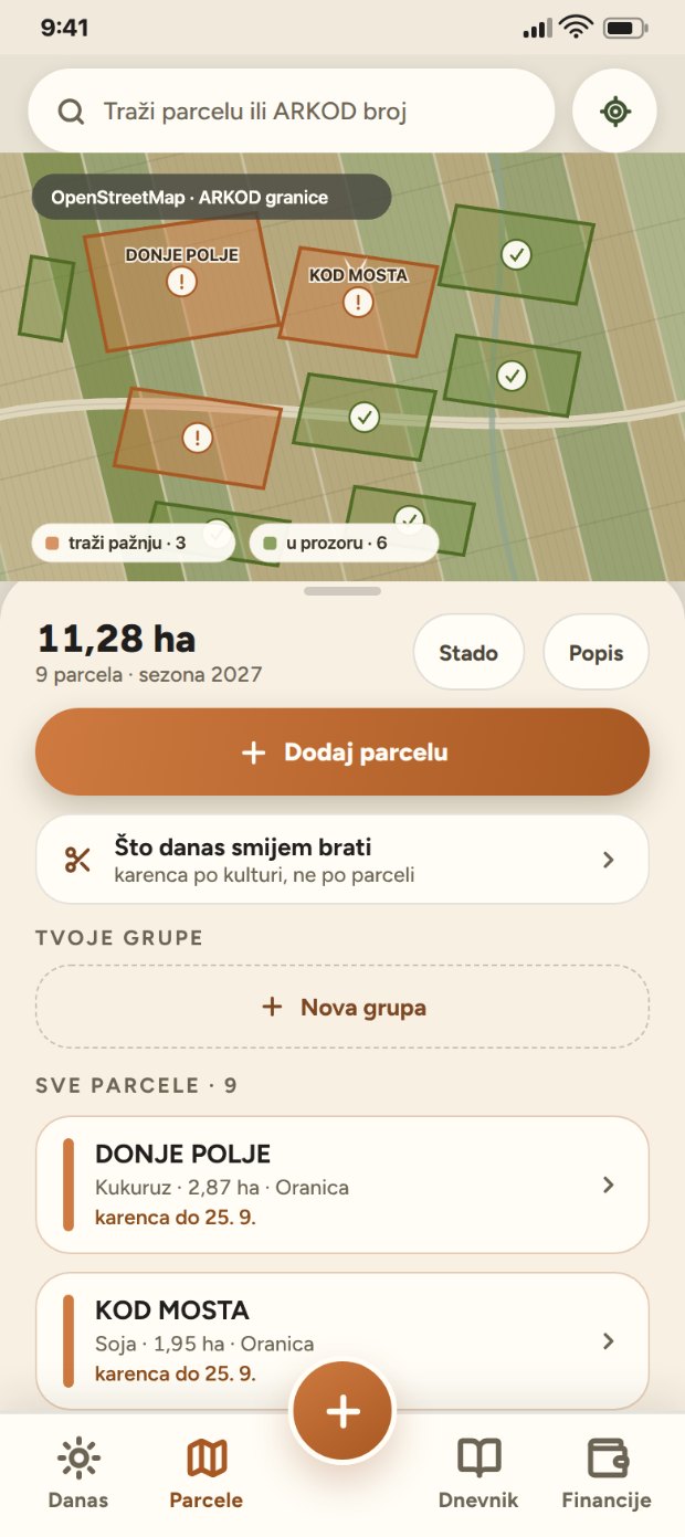 Parcele na karti s ucrtanim granicama